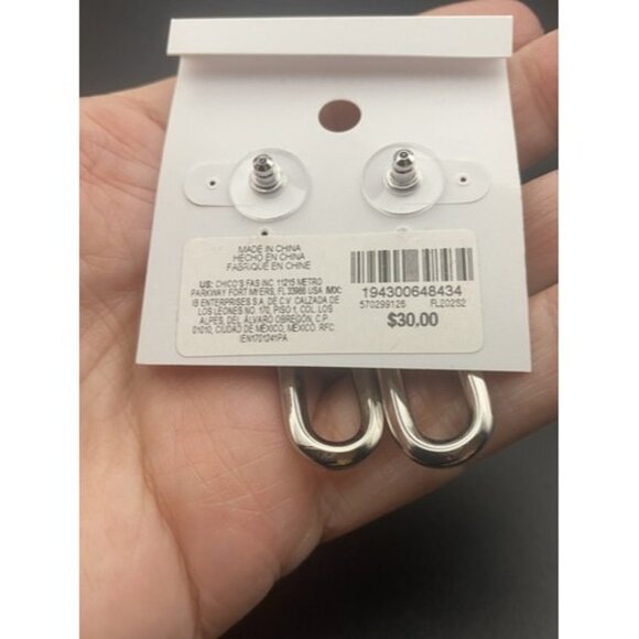 NWT Earrings Lot 2 Pairs White House Black Market Silver Tone Dangle Retail $54 - Picture 6 of 7